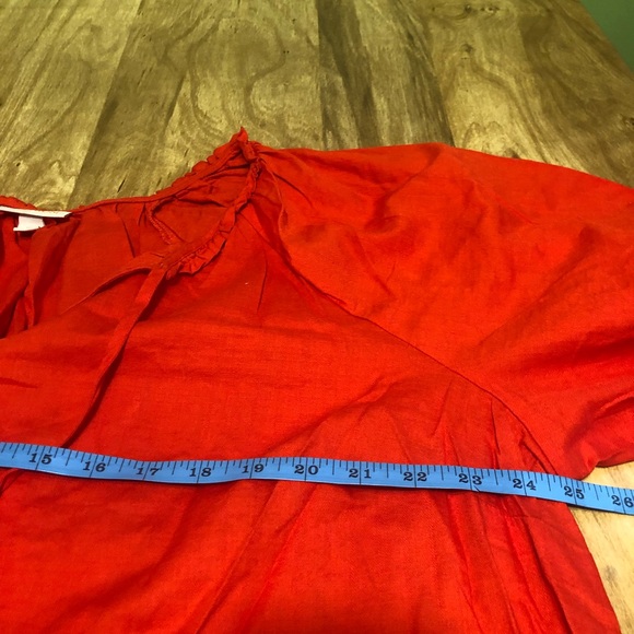 Knox Rose Orange Red Lightweight Cotton Short Sleeve Front Tie Tassels Shirt XXL - Picture 5 of 8